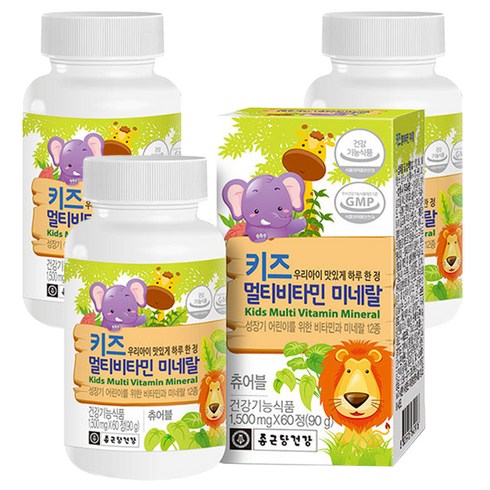 종근당건강 키즈 멀티비타민 미네랄, 60정, 90g, 3개