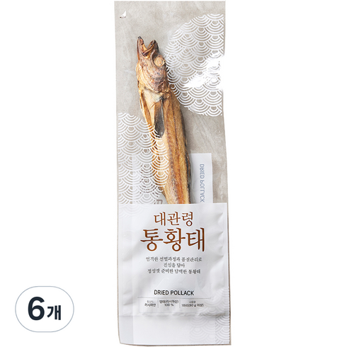 대관령에서 얼고 녹은 황태 15마리 - 대관령 통황태, 80g, 6개