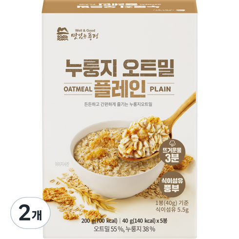 맛있는풍경 누룽지 오트밀 플레인 5개입, 40g, 2개