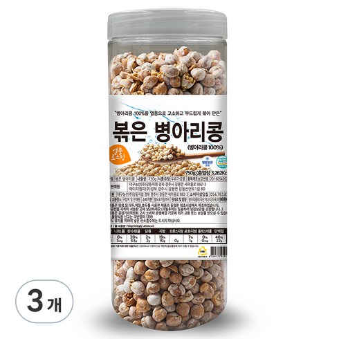 대구농산 볶은 병아리콩 통, 750g, 3개