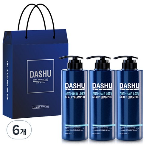 다슈 데일리 한방 두피 골드 탈모증상 완화샴푸 시트러스향 헤어 선물세트 + 쇼핑백, 500ml, 6개