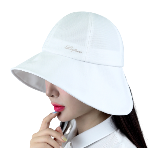 2023년 가성비 최고 여성골프모자 - 루페오 여성 자수 와이드 챙넓은 골프 버킷햇 벙거지 모자, 화이트