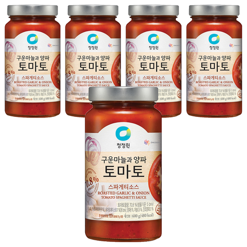 청정원 구운마늘과 양파 토마토 스파게티소스, 600g, 5개