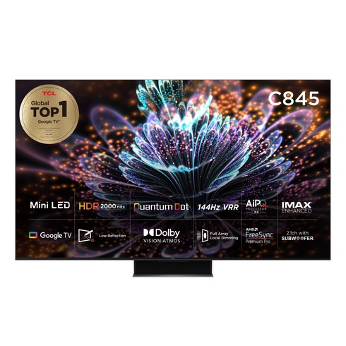 2024년 가성비 최고 tcl98인치 - TCL 4K Mini LED 안드로이드11 TV, 191cm(75인치), 75C845, 벽걸이형, 방문설치