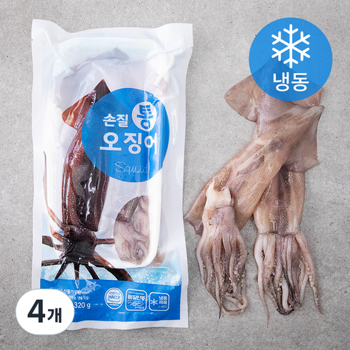 양포어장 손질 통오징어 중 2미 (냉동), 320g, 4개