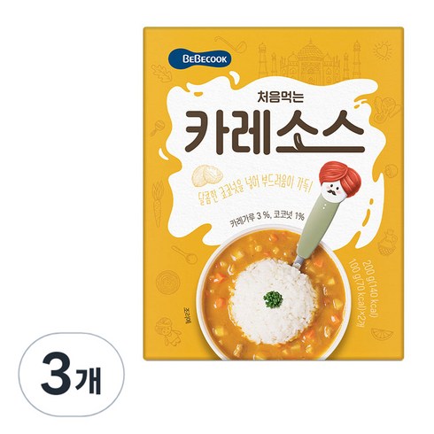 베베쿡 처음먹는 덮밥 소스, 카레, 200g, 3개