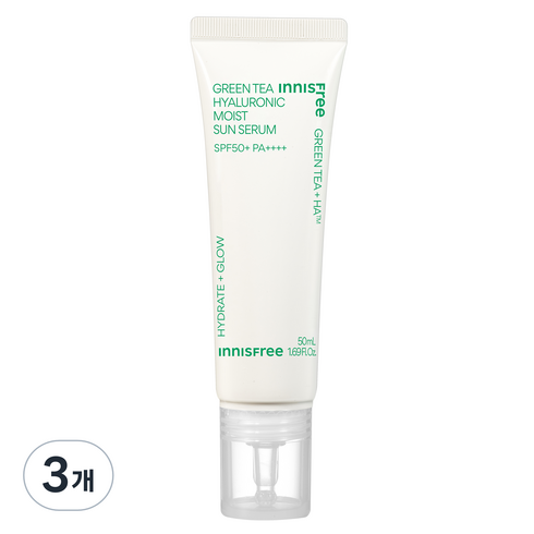 선세럼 - 이니스프리 그린티 히알루론산 수분 선세럼 SPF50+ PA++++, 50ml, 3개