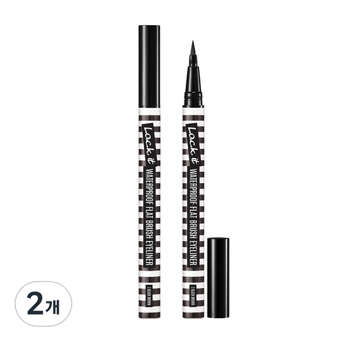 락 잇 워터프루프 플랫 브러쉬 아이라이너 0.8g, 3호 블랙브라운, 2개