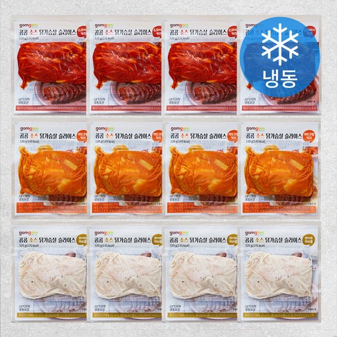 곰곰 소스 닭가슴살 슬라이스 화이트머쉬룸 120g*4p + 스파이시커리120g*4p + 레드크림커리 120g*4p (냉동), 120g, 12개입