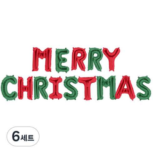 2023년 가성비 최고 크리스마스풍선 - 파티팡 은박풍선세트 MERRY CHRISTMAS, 레드앤그린, 6세트