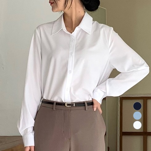 아피나르 여성용 베이직 스탠다드핏 링클프리 셔츠 블라우스