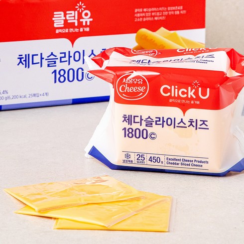 클릭유 서울우유 체다 슬라이스 치즈 100매입, 1800g, 1개