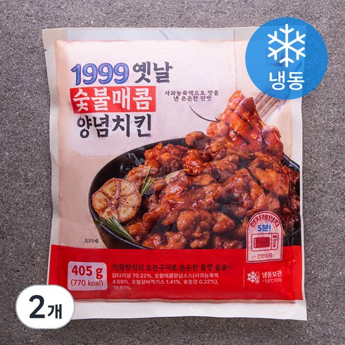 오리지널4팩  매콤2팩 - 1999 옛날 숯불매콤 양념치킨 (냉동), 405g, 2개