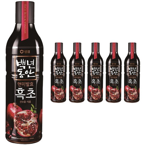 샘표 백년동안 현미발효 흑초 산수유 석류, 900ml, 6개