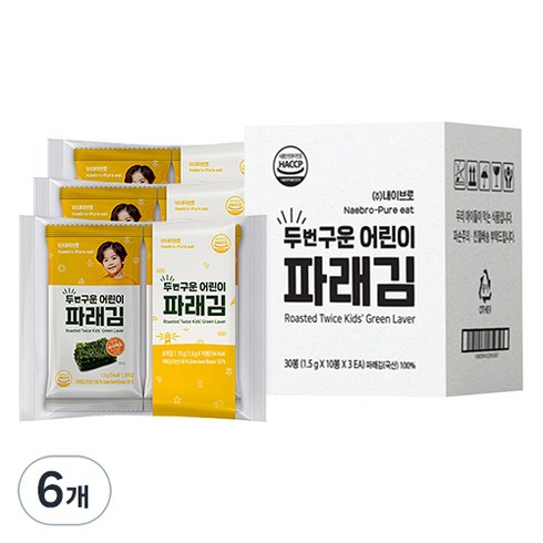 퓨어잇김 - 퓨어잇 두번구운 어린이 파래김 1.5g, 파래맛, 15g, 6개