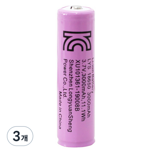 18650배터리 - 18650 대용량 리튬이온 충전지 3000mAh, 1개입, 3개