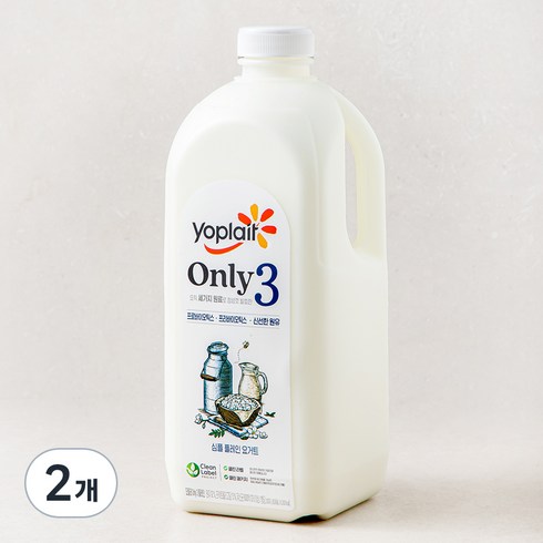 요플레 ONLY 3 플레인 요거트 대용량, 1800ml, 2개