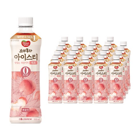 제로아이스티 - 동원보성홍차 아이스티 제로 복숭아, 500ml, 24개