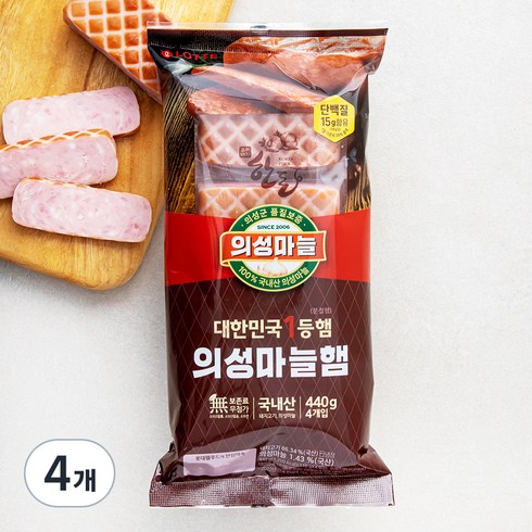 롯데햄 의성마늘햄, 440g, 4개