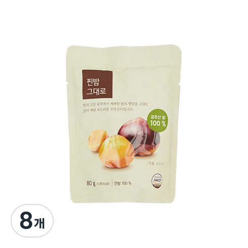 산골알밤 - ORGA 찐밤 그대로 맛밤, 80g, 8개