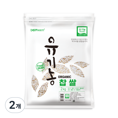 대구농산 유기농 찹쌀, 2kg, 2개