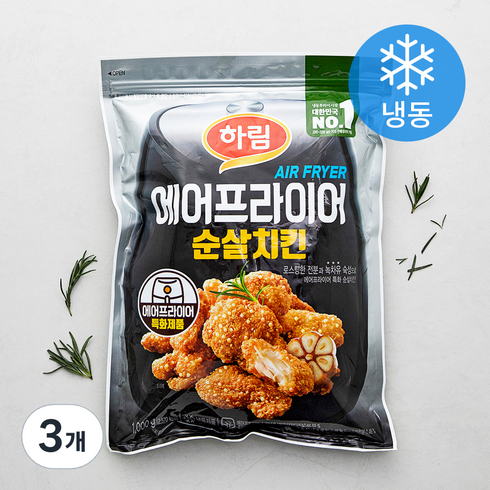 하림 누룽지 순살치킨 400gX6봉 - 하림 에어프라이어 순살치킨 (냉동), 1000g, 3개