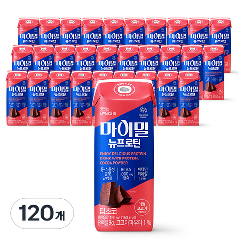 대상웰라이프 마이밀 뉴프로틴 딥초코, 190ml, 120개