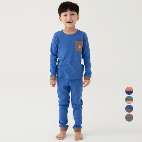 유아내복 - 롤리트리 아동 후라이스 포켓 포인트 솔리드 상하의 내의 세트