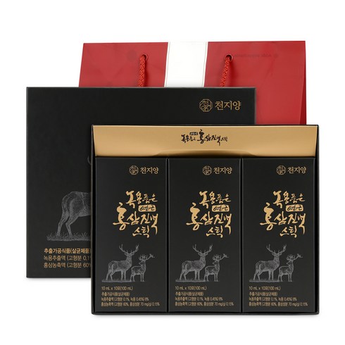 천지양 녹용품은 6년근 홍삼진액 스틱 + 쇼핑백, 10ml, 1세트