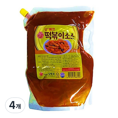 오뚜기 오쉐프 떡볶이소스 2kg, 4개