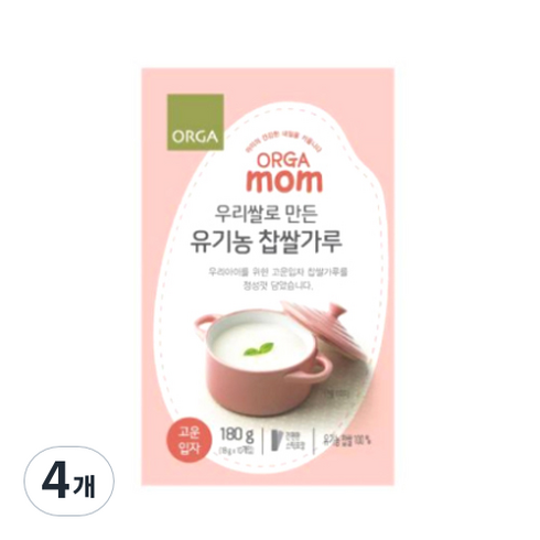 이유식찹쌀가루 - 올가 우리쌀로 만든 유기농 찹쌀가루 고운입자, 180g, 4개