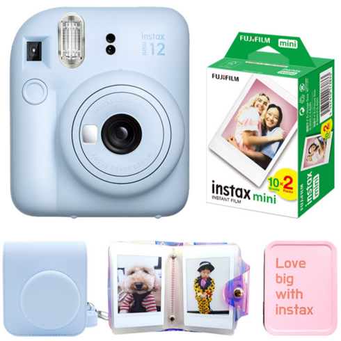 2023년 가성비 최고 폴라로이드카메라 - 인스탁스 미니 12 파스텔 블루 instax mini 12 + 전용가방 세트, 1세트