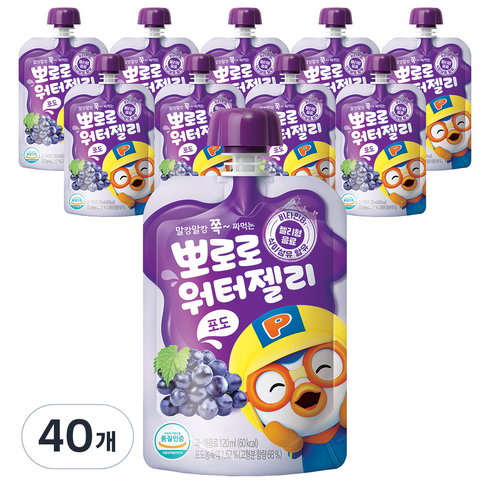 뽀로로워터젤리 - 팔도 뽀로로 워터젤리 포도, 120ml, 40개