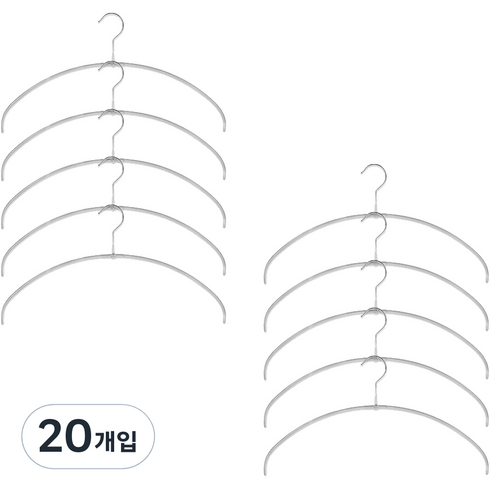 마와옷걸이 - 마와 논슬립 이코노믹라이트 상의 옷걸이, 실버, 20개