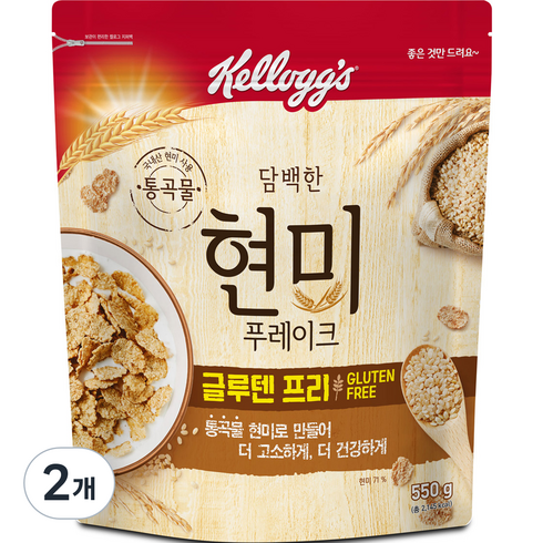 켈로그 담백한 현미 푸레이크 시리얼, 550g, 2개