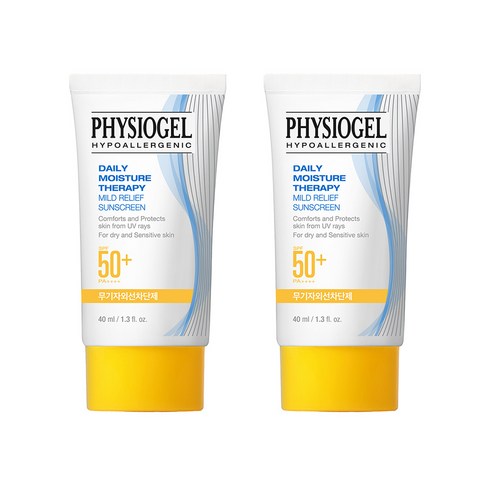 피지오겔 데일리 모이스쳐 UV 무기자차 마일드 릴리프 선스크린 SPF50+ PA++++, 40ml, 2개