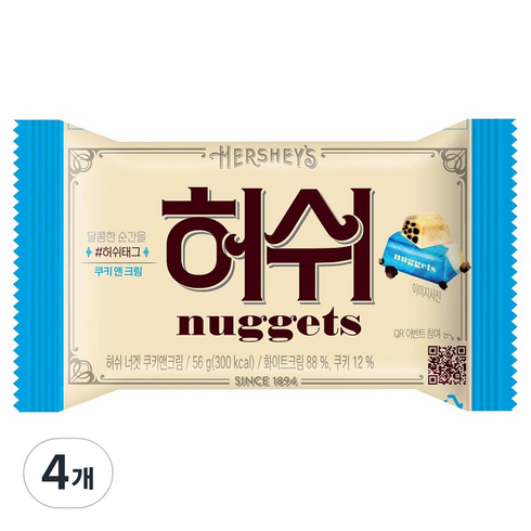 허쉬 너겟 쿠앤크 초콜릿, 56g, 4개