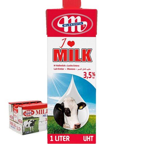 믈레코비타 - 코함 믈레코 자연방목 멸균 우유, 1L, 12개