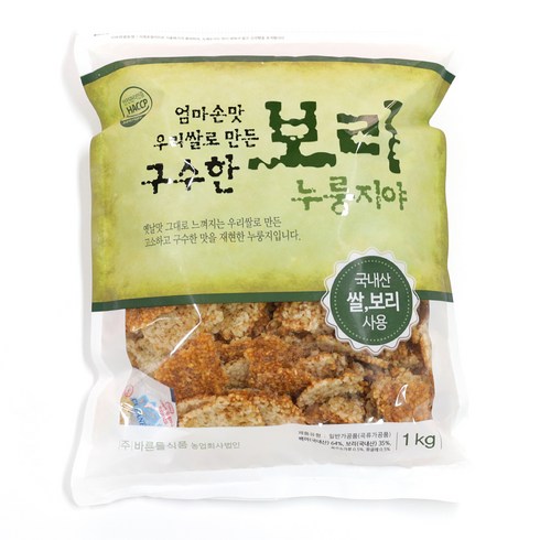 보리누룽지 - 엄마손맛 우리쌀로 만든 구수한 보리누룽지야, 1kg, 1개