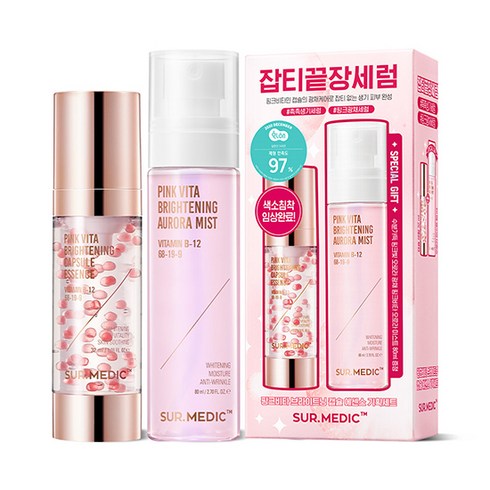 써메딕 핑크비타 브라이트닝 캡술 에센스 32ml + 미스트 80ml, 1세트