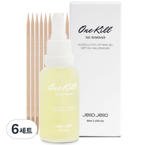 젤로젤로 필오프 베이스 전용 원킬 리무버, 30ml, 6세트