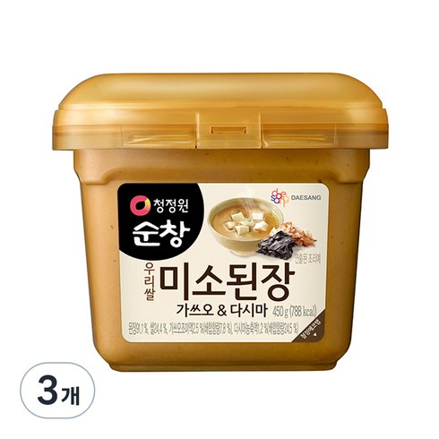 대상 청정원 미소된장 가쓰오&다시마, 450g, 3개