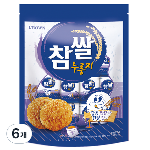 찹쌀누룽지 - 크라운 참쌀 누룽지 24p, 216g, 6개