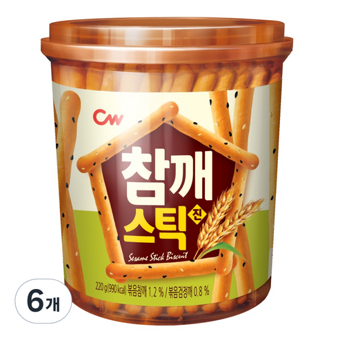 청우식품 참깨스틱 진, 220g, 6개