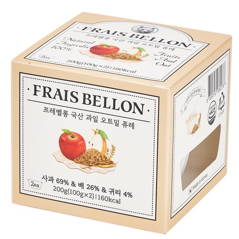 프레벨롱 과일 오트밀 퓨레 2p, 혼합맛(사과/배/귀리), 200g, 1개