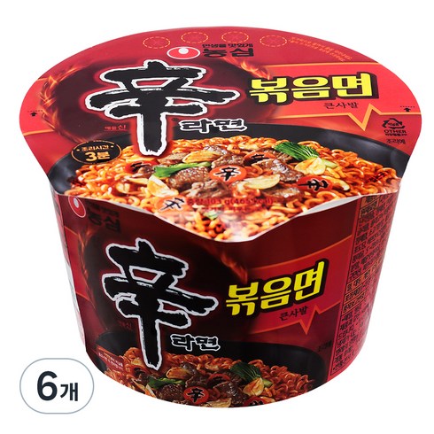 신라면 볶음면 큰사발 103g, 6개