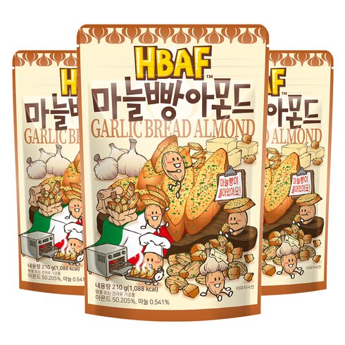 HBAF 마늘빵 아몬드, 210g, 3개