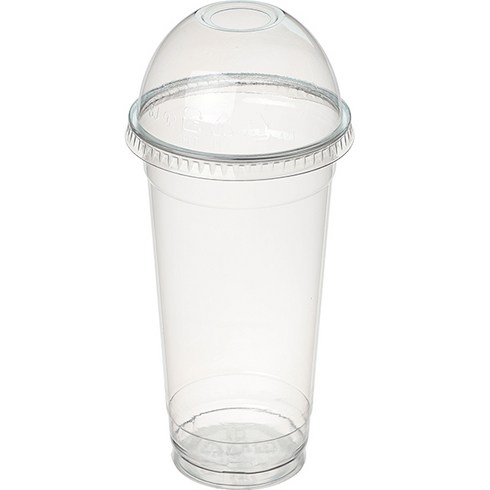 커피촌 투명 PET 아이스컵+돔뚜껑, 590ml, 100개