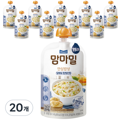 맘마밀 안심밥상 레토르트이유식 140g, 닭백숙 찹쌀진밥, 20개