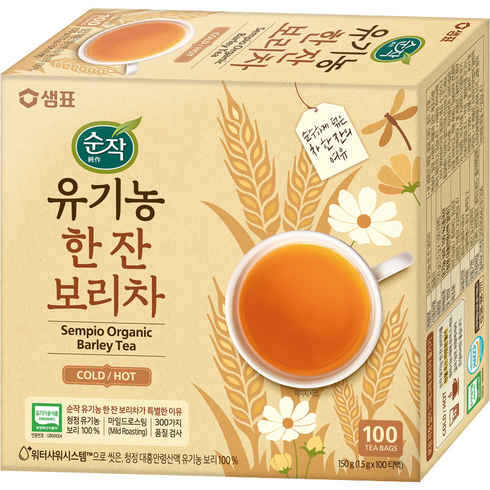 순작 유기농 한 잔 보리차, 1.5g, 100개입, 1개
